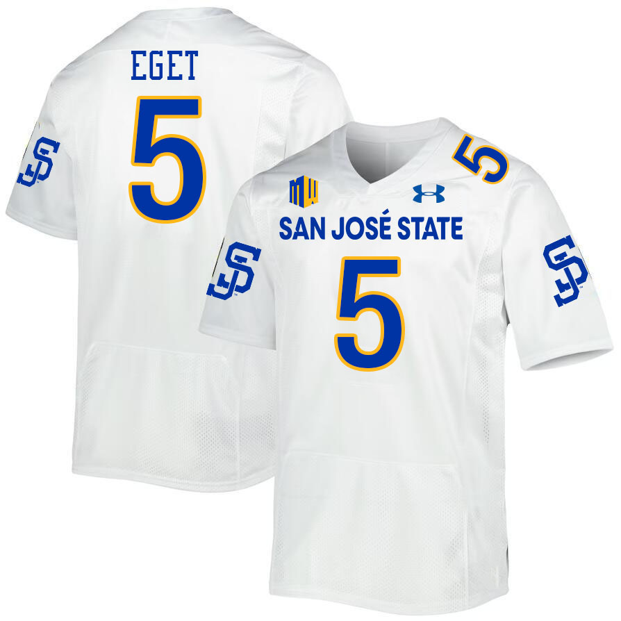 #5 Walker Eget SJSU Jersey,San Jose State Spartans Football Jersey College Uniforms-White